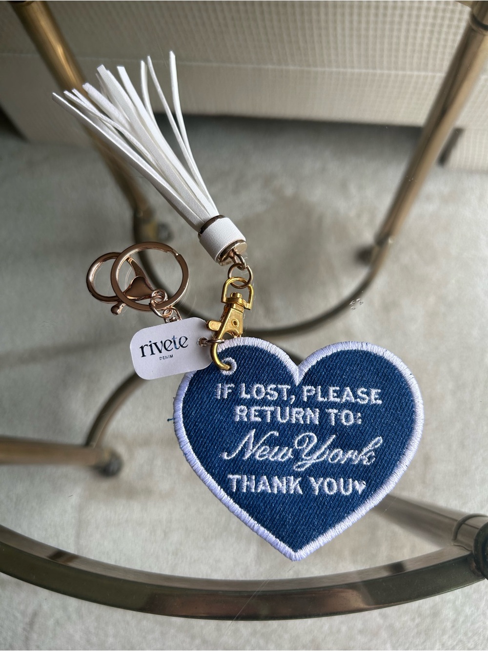 Rivete Denim Return to New York Key Chain